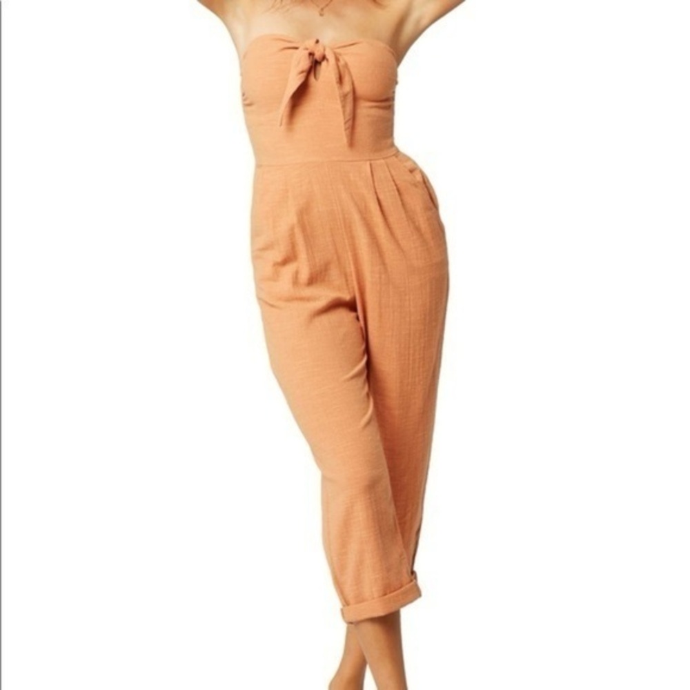 l*space Peach Strapless Tie-Front Jumpsuit